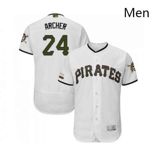 Mens Pittsburgh Pirates 24 Chris Archer White Alternate Authentic Collection Flex Base Baseball Jersey